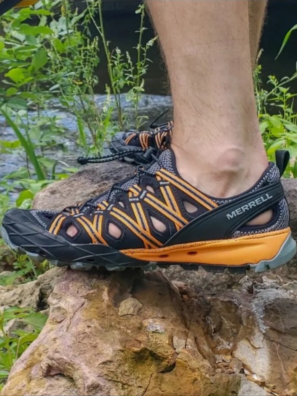 Merrell Choprock Black and Orange Men's Trail Water Shoes Size 12 Sandal Gorpcor